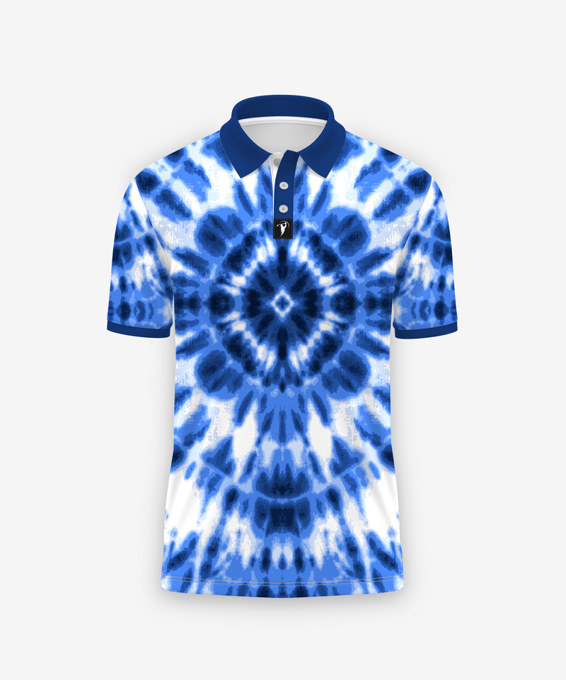 Sekka shibori geometric pattern golf polo by Ryppl Golf