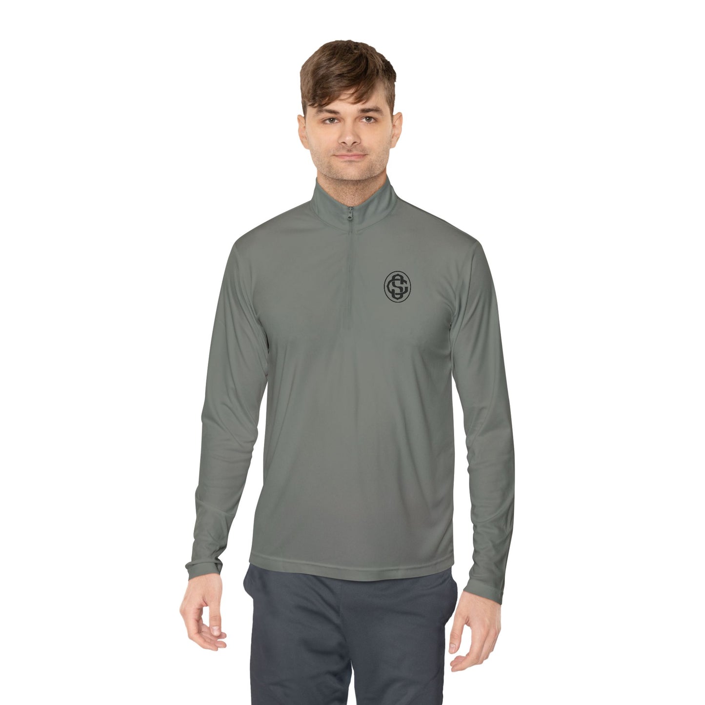 Monogram on  1/4-Zip (Black Logo) - Mens