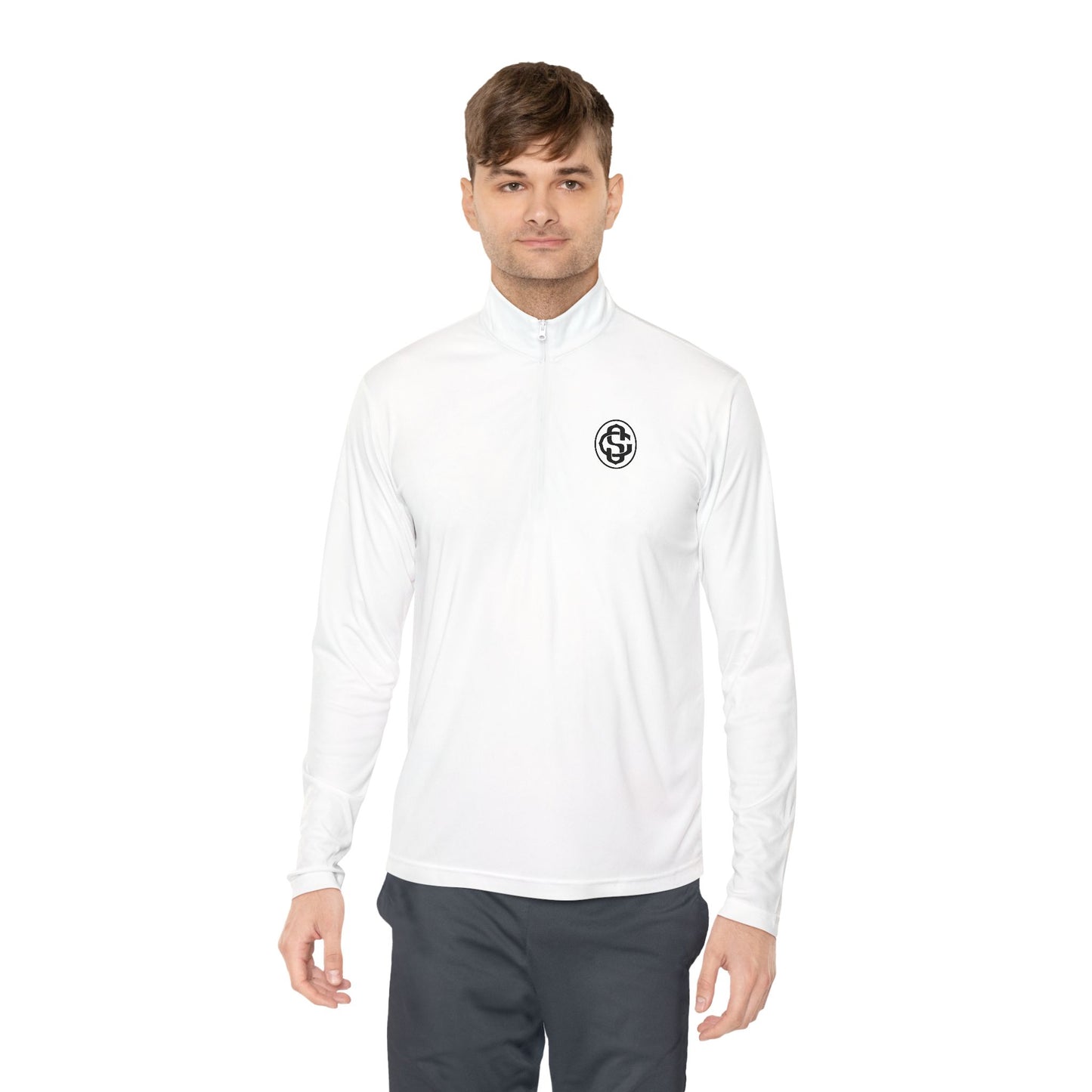 Monogram on  1/4-Zip (Black Logo) - Mens