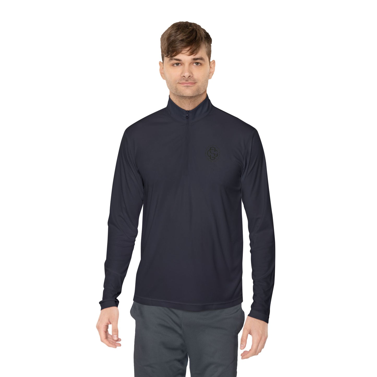 Monogram on  1/4-Zip (Black Logo) - Mens