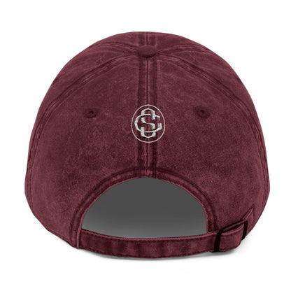 Vintage Embroidered Cap - Bolty on Front / Monogram on Back (White)