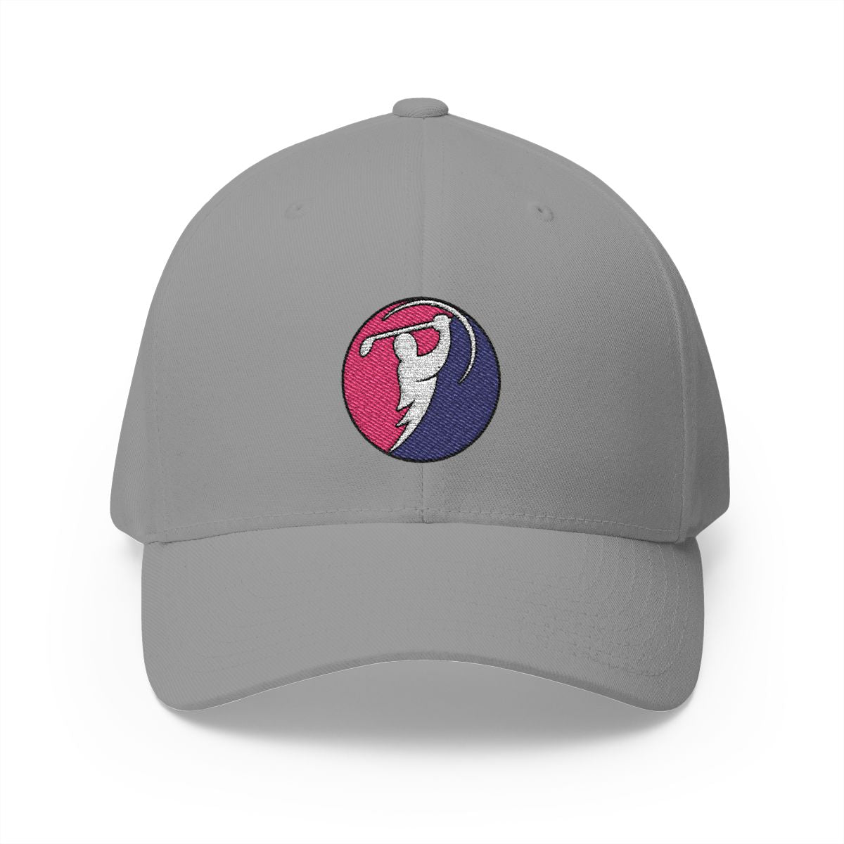 Fuchsia & Navy logo on Grey (front)