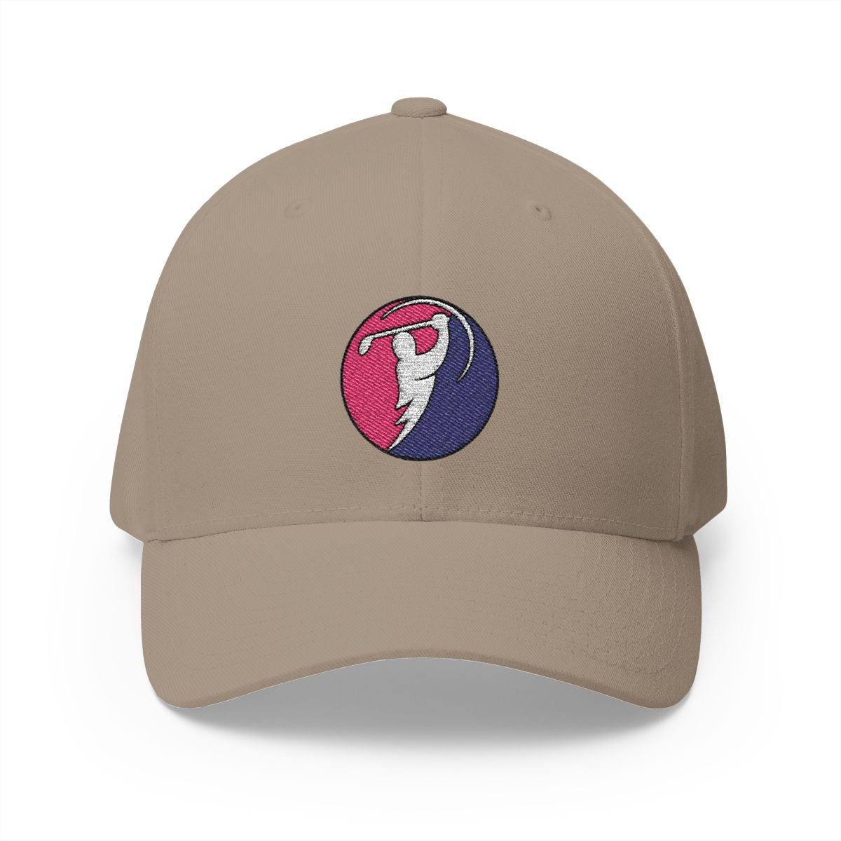 Fuchsia & Navy logo on Khaki (front)