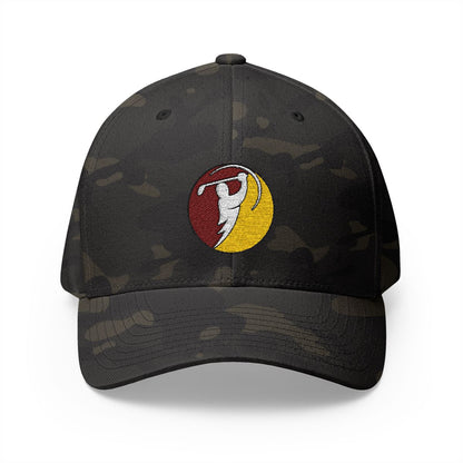 Maroon & Gold logo on Multicam Black (front)