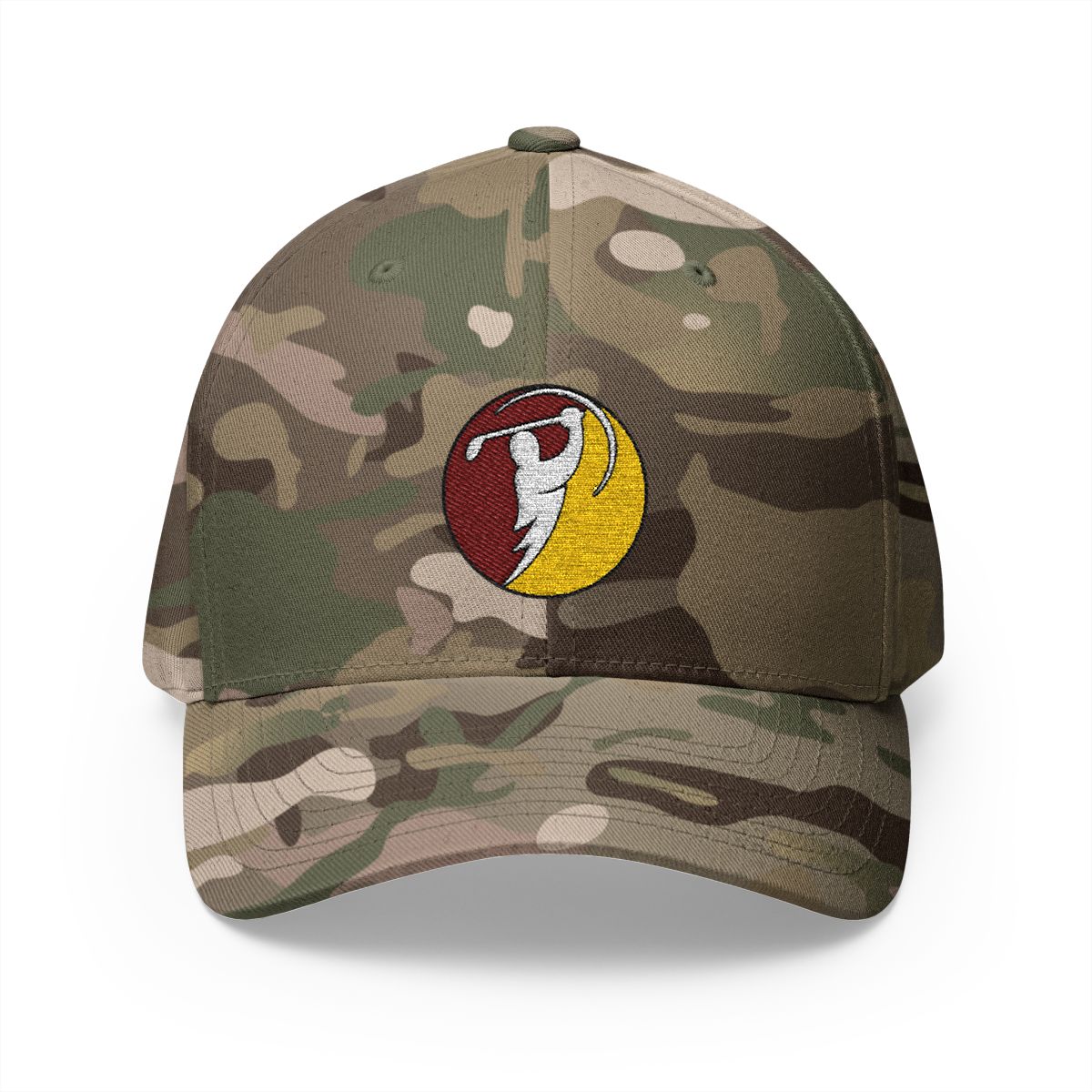 Maroon & Gold logo on Multicam Green (front)