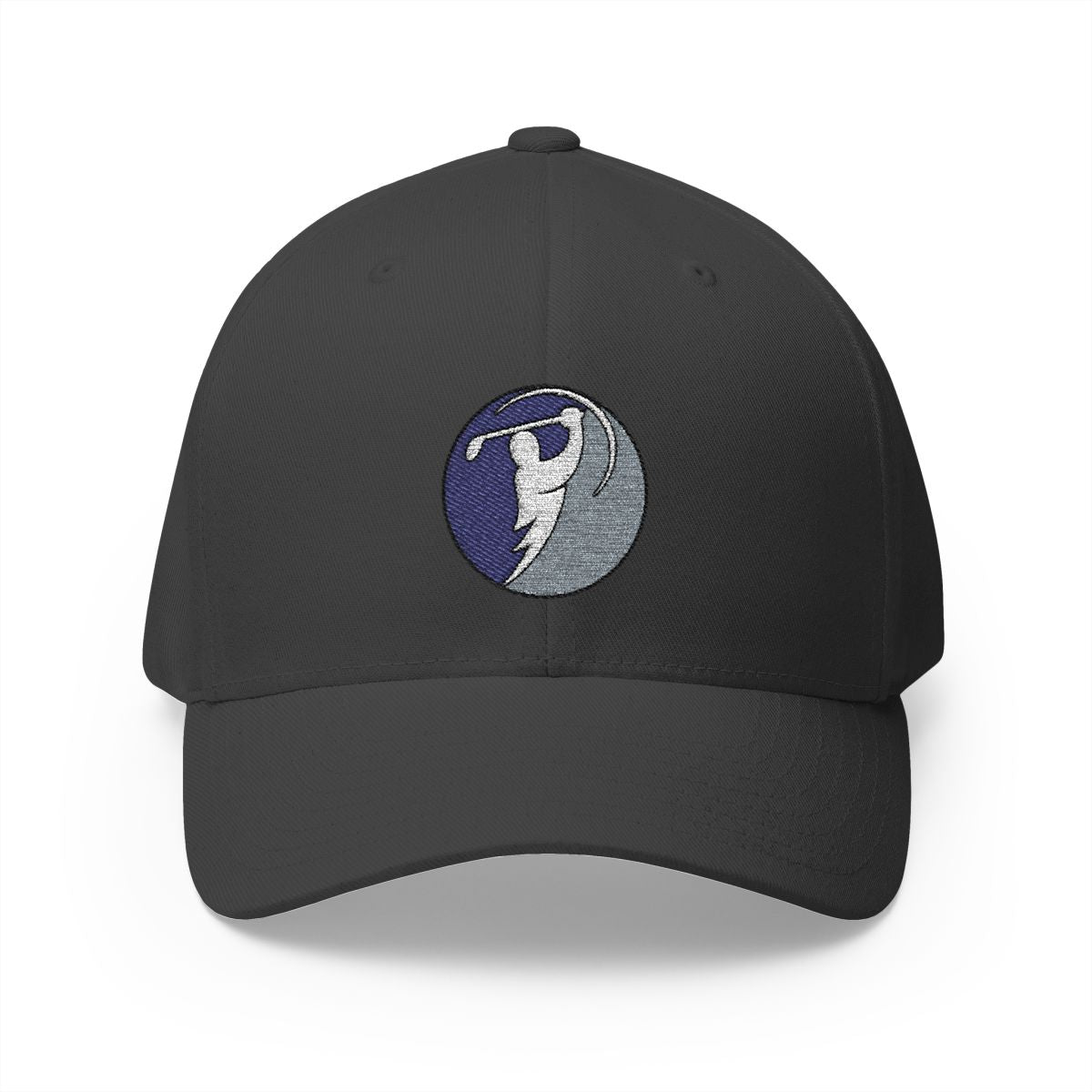 Navy & Silver logo on Dark Grey (front)