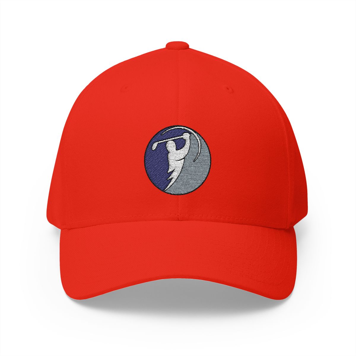 Navy & Silver logo on Red (front)