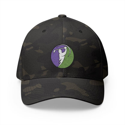 Plum & Mint logo on Multicam Black (front)