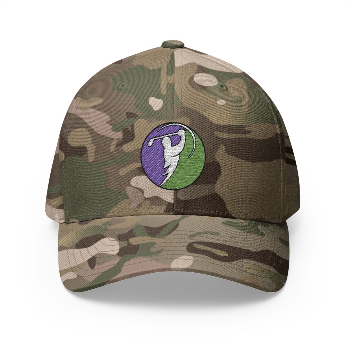 Plum & Mint logo on Multicam Green (front)