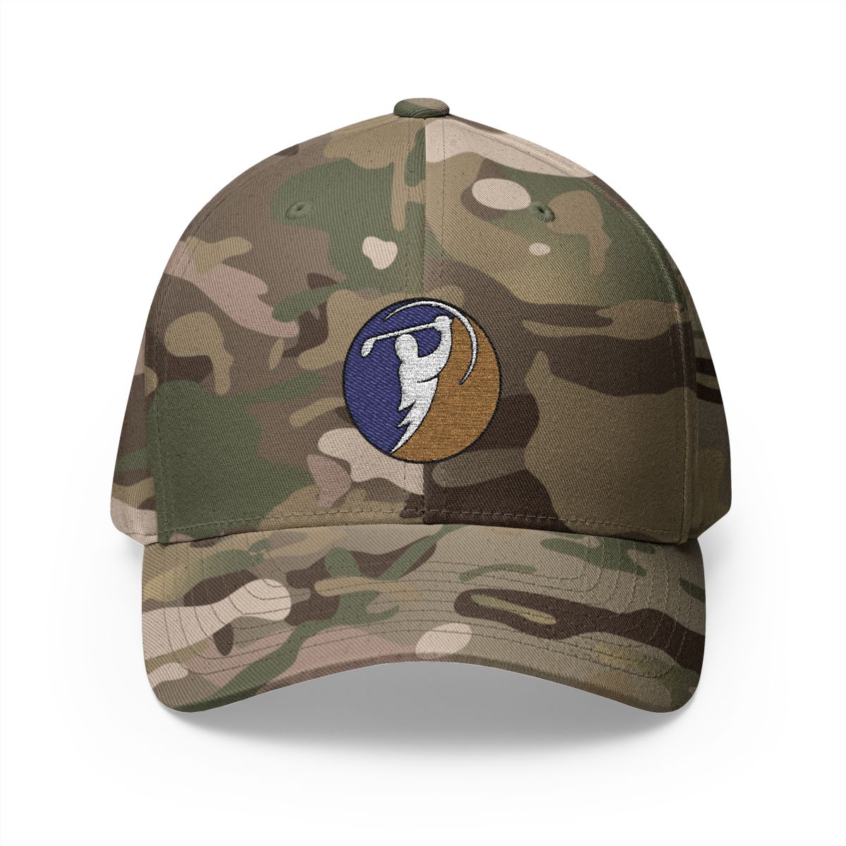 Purple & Gold logo on Multicam Green (front)