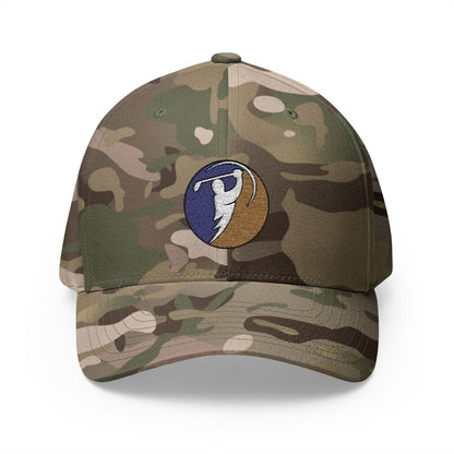 Purple & Gold logo on Multicam Green (front)